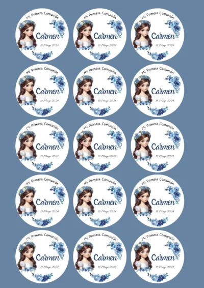 Etiquetas redondas de 5 cm Azul descargables