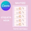 Etiqueta de agua Mi bautizo descargable