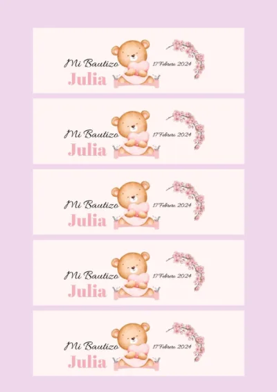 Etiqueta de agua Mi bautizo descargable