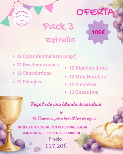 Pack chuches comunión estrella personalizado