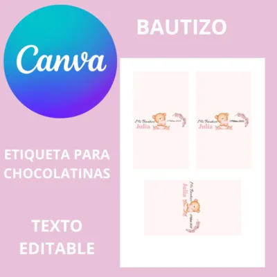 Etiqueta de chocolatina bautizo