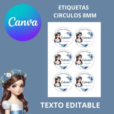 Etiquetas redondas de 8 cm Azul