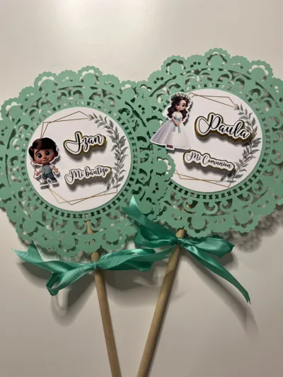 Toppers Blondas y personaje ilustrado