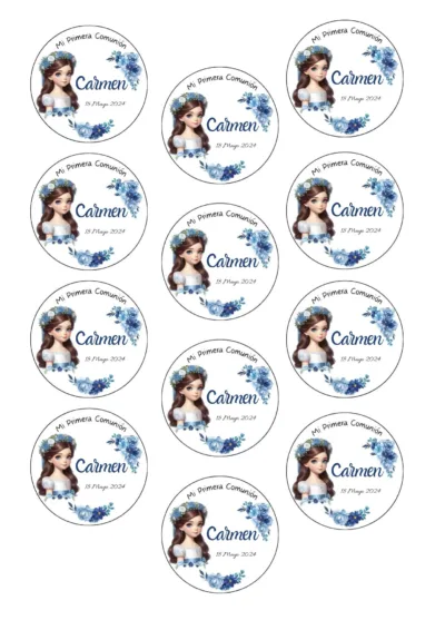 Etiqueta redonda de 6 cm Azul