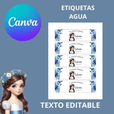Etiqueta agua Azul