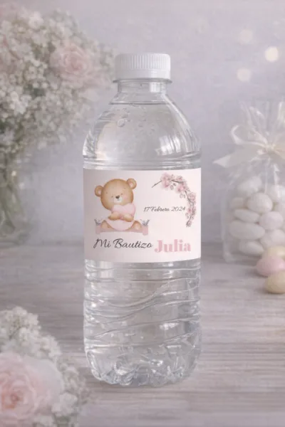 Etiqueta de agua Mi bautizo descargable