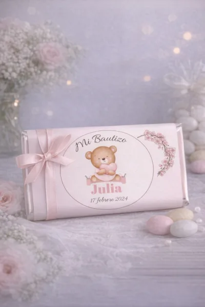 Etiqueta de chocolatina bautizo