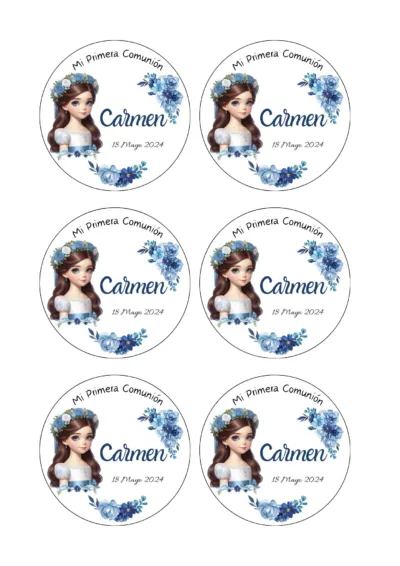 Etiquetas redondas de 8 cm Azul