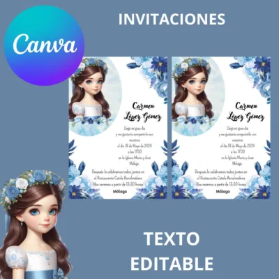 Invitación Comunión Azul
