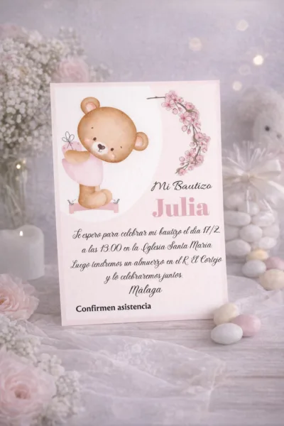 Invitación de bautizo editable y descargable