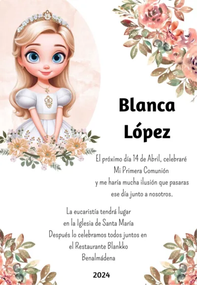 Invitación de Comunión descargable