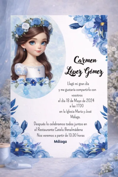 Invitación Comunión Azul