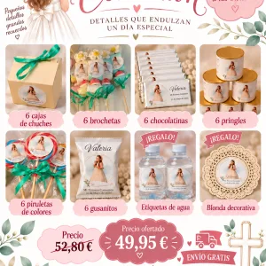pack basico Pack Básico de chuches comunión personalizado para mesa dulce