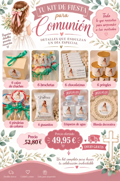 Pack  Básico de chuches comunión personalizado para mesa dulce