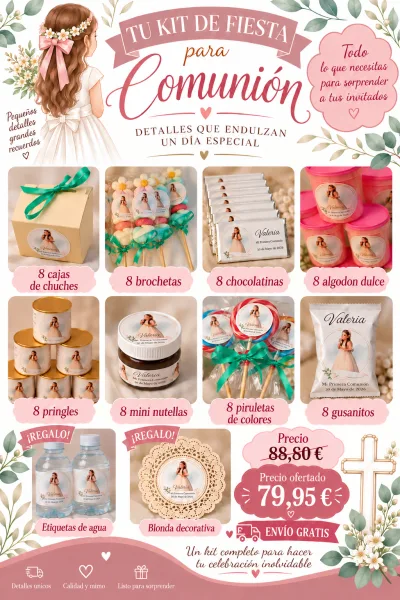 pack intermedio Pack Intermedio de chuches comunión personalizado para mesa dulce